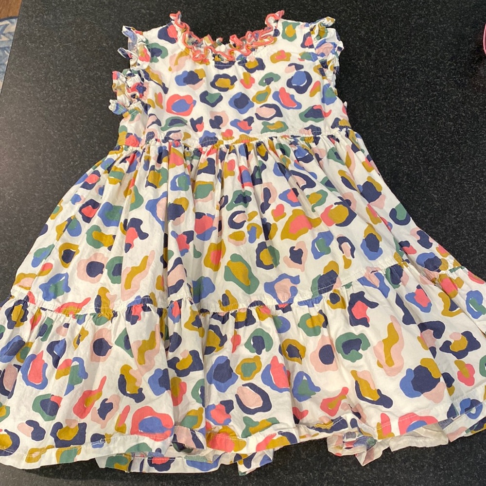 Pink Chicken white with multicolor leopard print dress - size 4Y